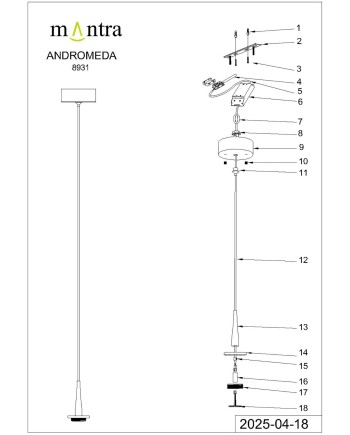 ANDRÓMEDA * Colgante LED 5W 3000K W/T Cristal